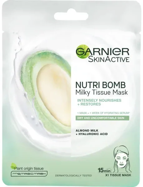 Maschera viso con latte di mandorla e acido ialuronico