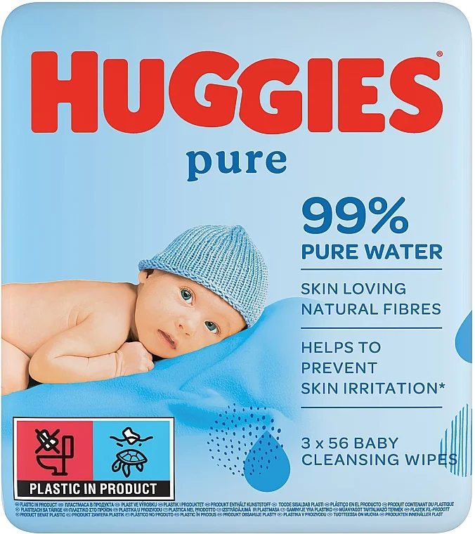 Salviettine umidificate per neonati e bambini, Pure, 3x56pz