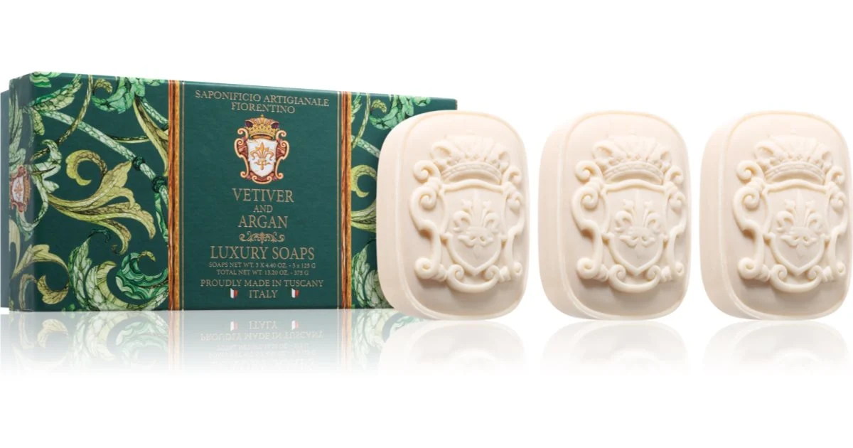 Saponificio Artigianale Fiorentino Vetiver and Argan Set set di saponi solidi 3× 125 g