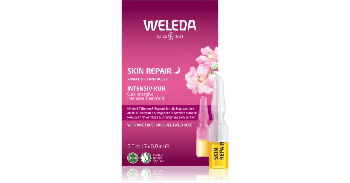 Weleda Wild Rose 7 Notti Trattamento notturno di 7 giorni per levigare e illuminare la pelle - 7ml