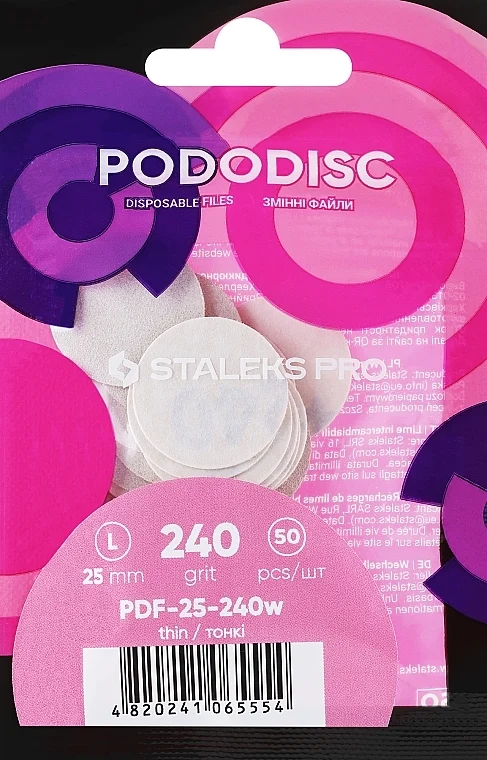 Lime sostituibili per disco da pedicure "Pododisc", L,, bianco, grana 240, 50 pezzi.