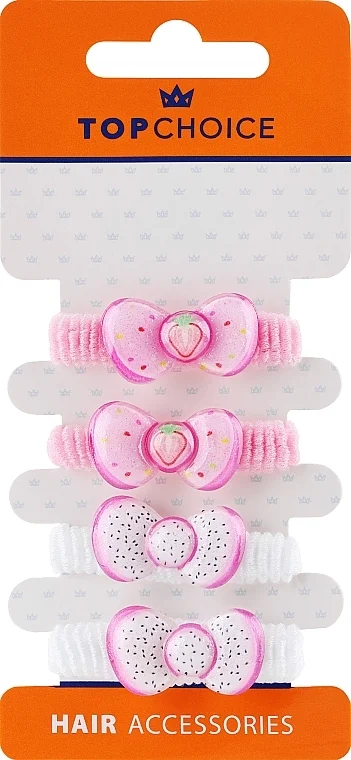 Elastici per capelli "Fiocchi", 25709, bianco e rosa